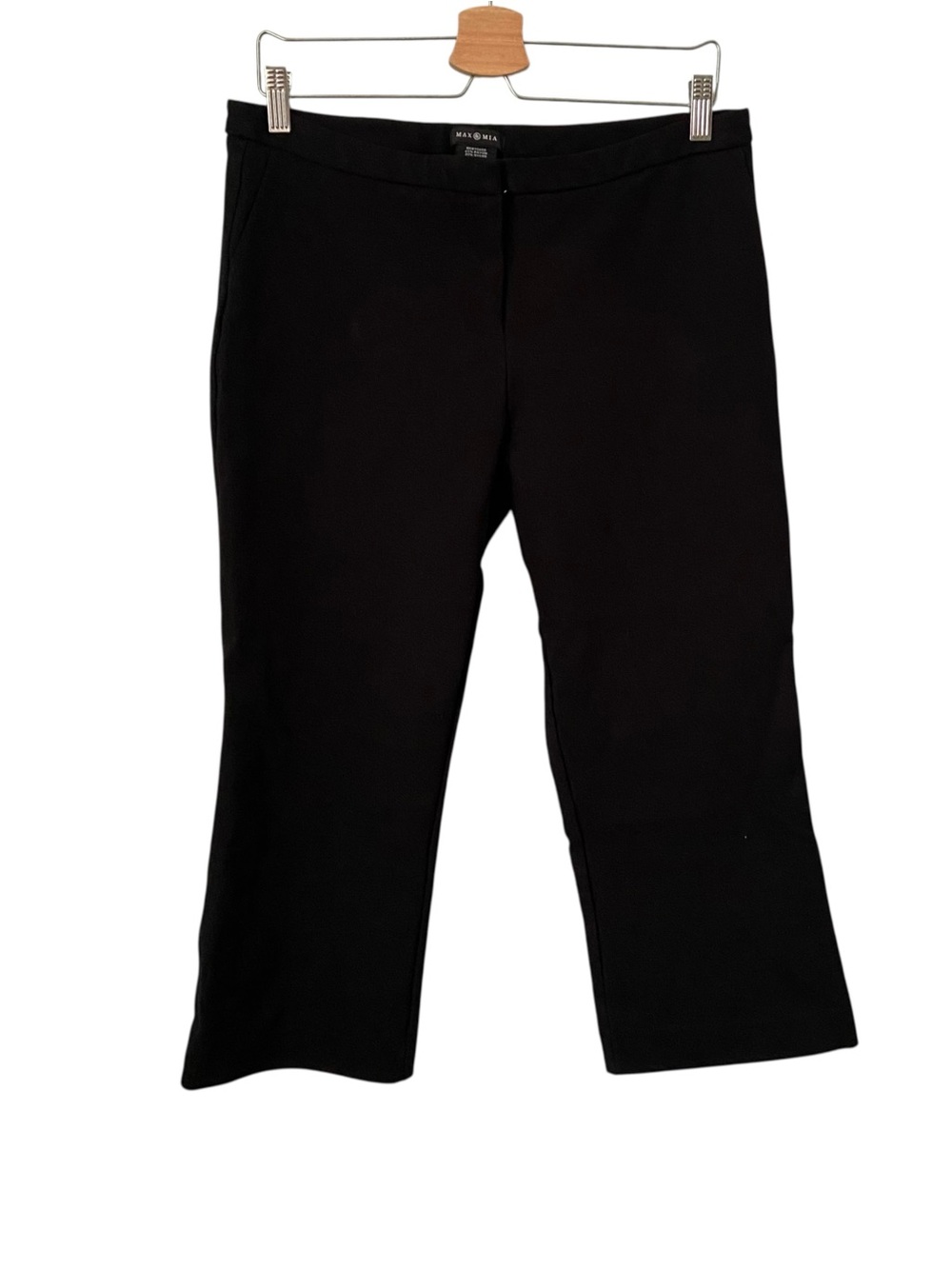 Max Mia Black Straight-Leg Chino Pants in Size Large